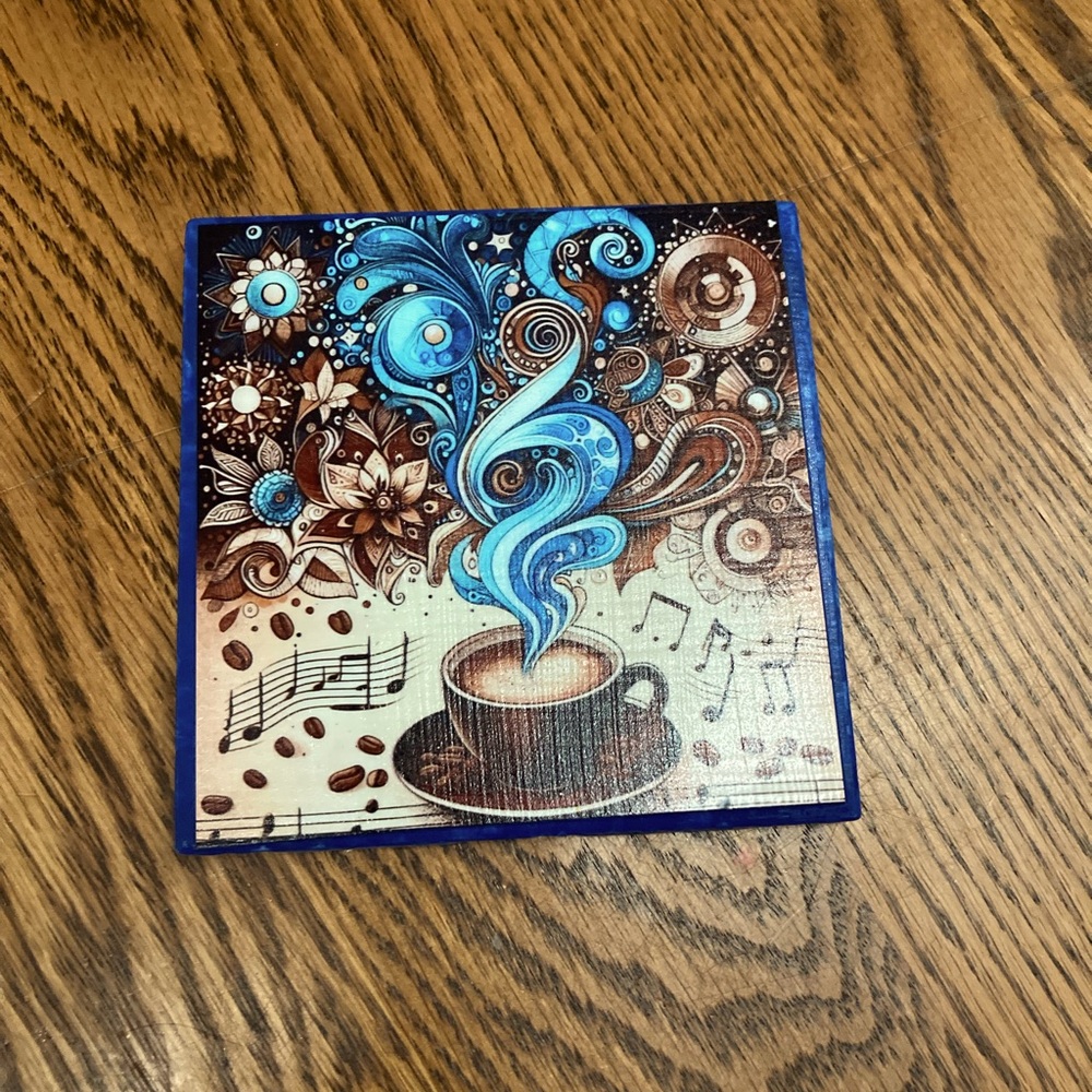 🎶☕️MUSIC INSPIRED☕️🎶hand decorated 4x4tile w/cork back heat&water resistant✨NEW✨